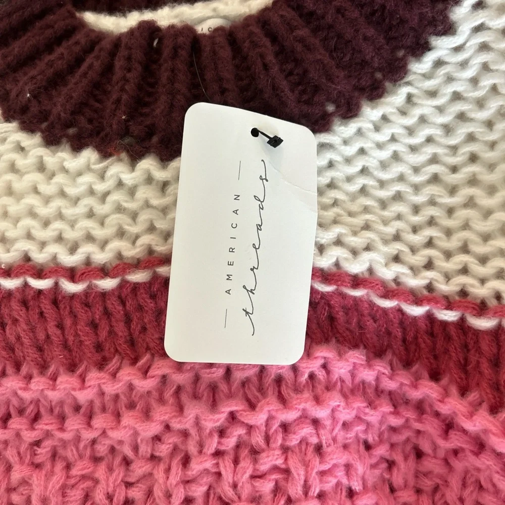 American Threads Pink and Brown Striped Sweater - Picture 5 of 6